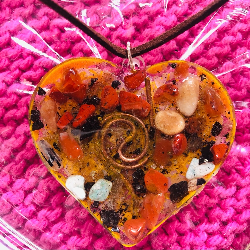 Heart shaped orgone necklace